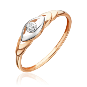 Кольцо из красного золота с бриллиантом 01-5995-00-101-1110