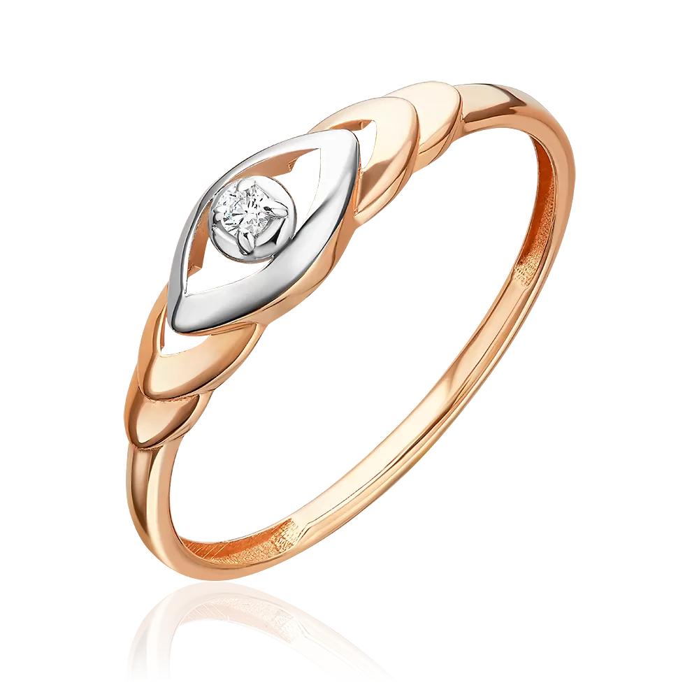 Кольцо из красного золота с бриллиантом 01-5995-00-101-1110