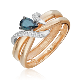 Кольцо из комбинированного золота с сапфиром и бриллиантами 01-5724-00-105-1111