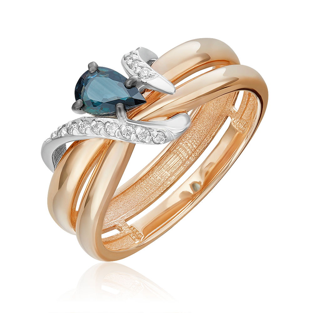 Кольцо из комбинированного золота с сапфиром и бриллиантами 01-5724-00-105-1111