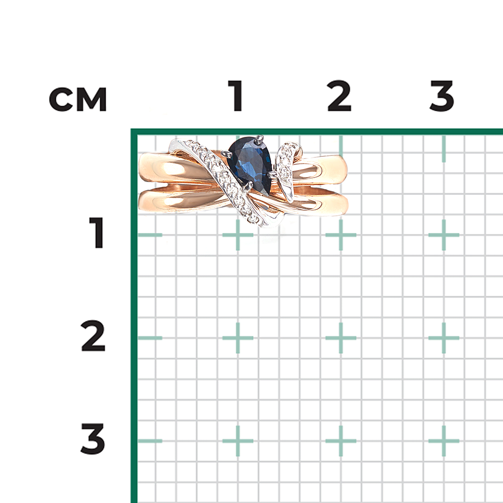 Кольцо из комбинированного золота с сапфиром и бриллиантами 01-5724-00-105-1111