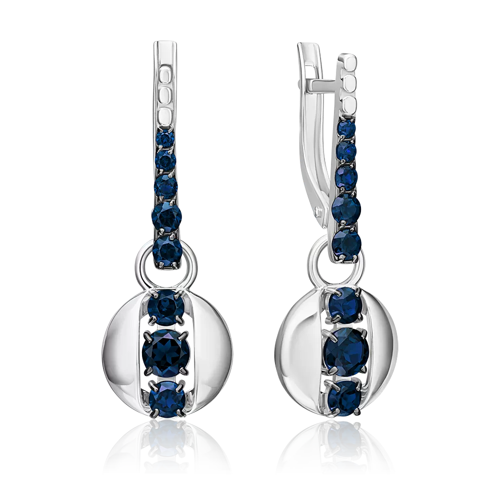 Серьги с английским замком из белого золота с сапфирами 02-5401-00-102-1120