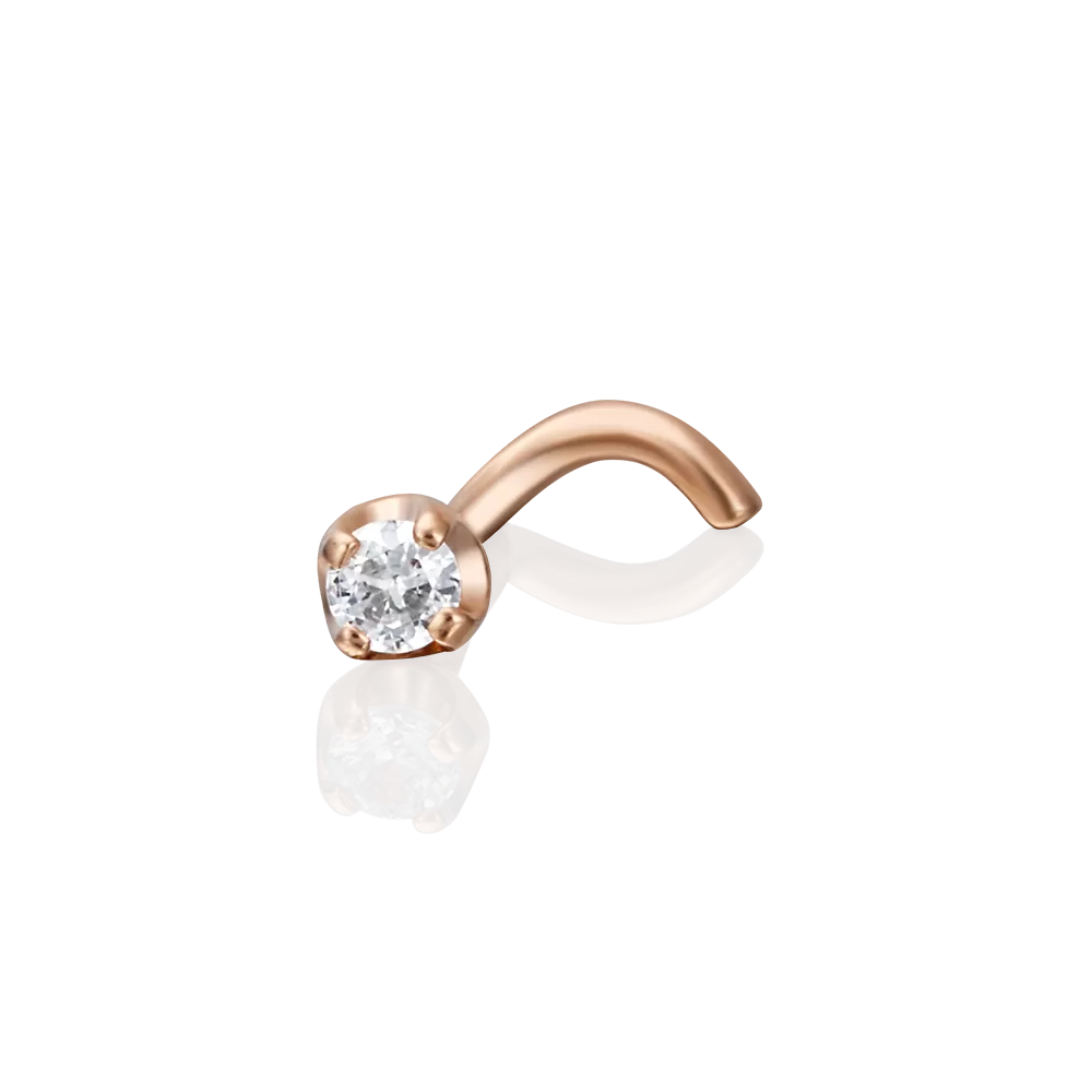 Пирсинг в нос из красного золота с фианитом 06-2108-00-401-1110-03