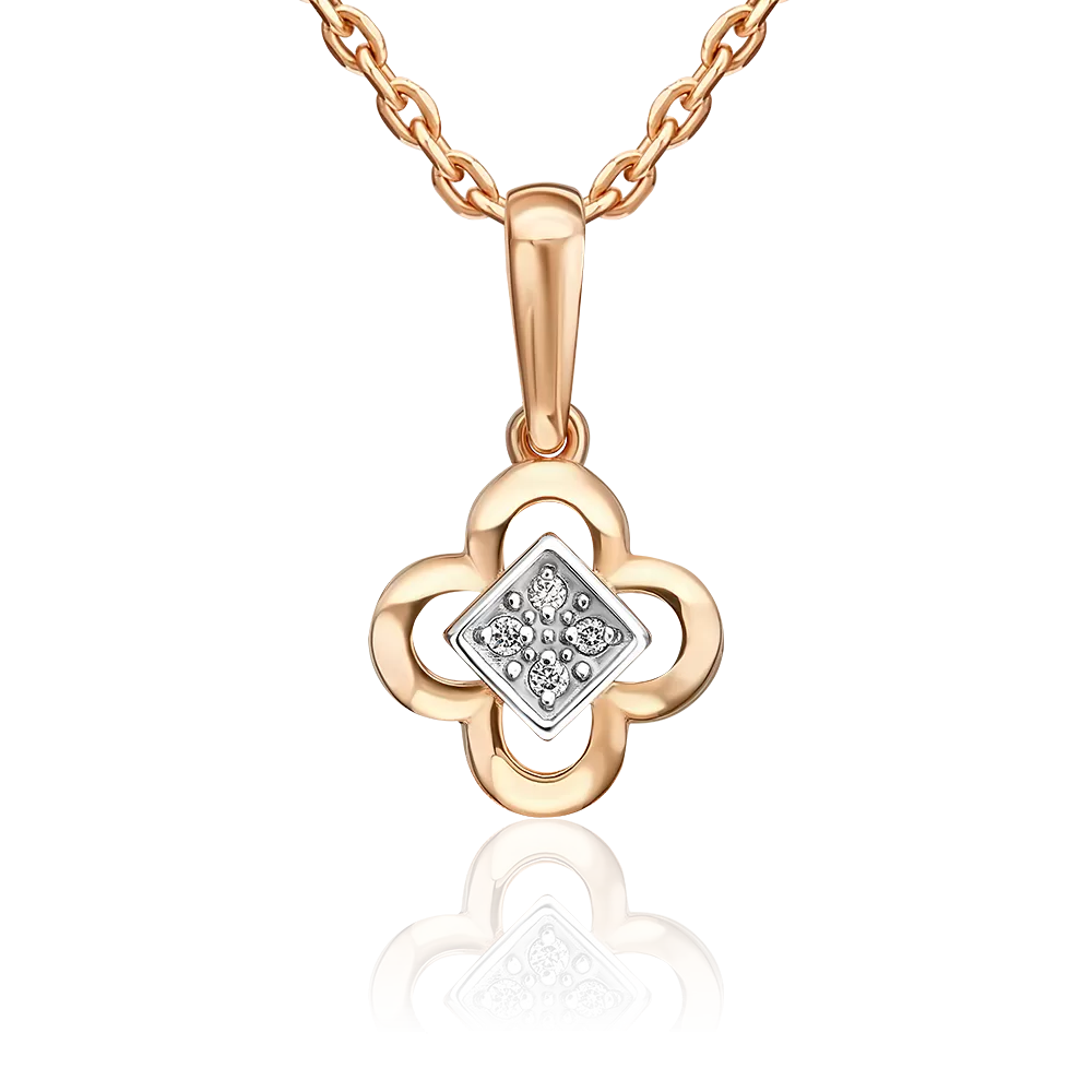 Подвеска из красного золота с бриллиантами 03-3706-00-101-1110