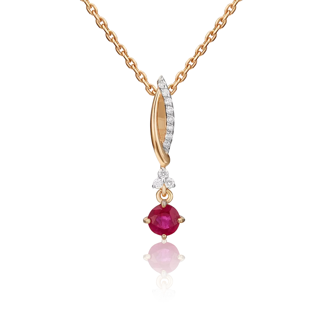 Подвеска из красного золота с рубином и бриллиантами 03-0538-00-107-1110-30