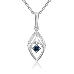 Подвеска из белого золота с сапфиром и бриллиантами