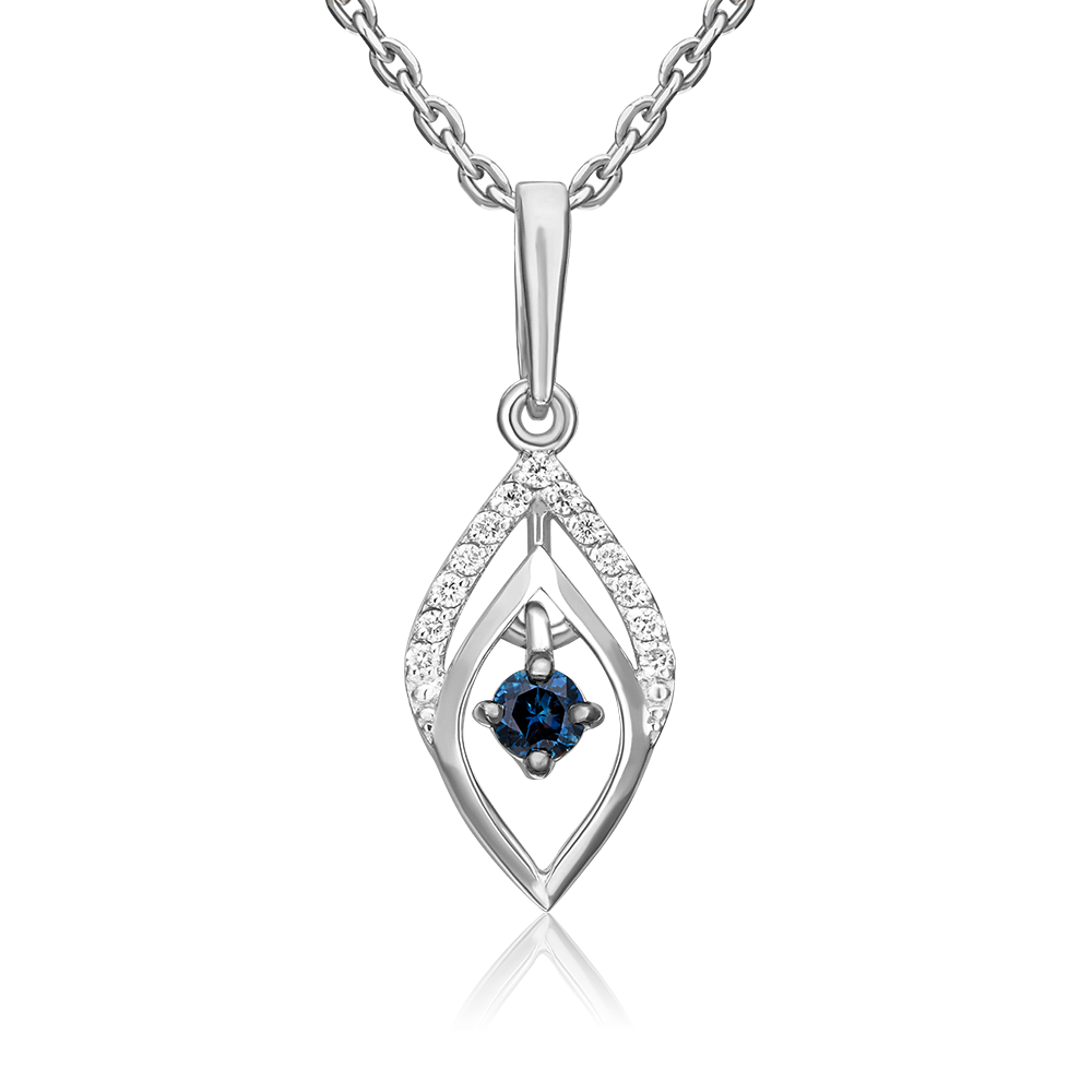 Подвеска из белого золота с сапфиром и бриллиантами 03-0539-00-105-1120-30
