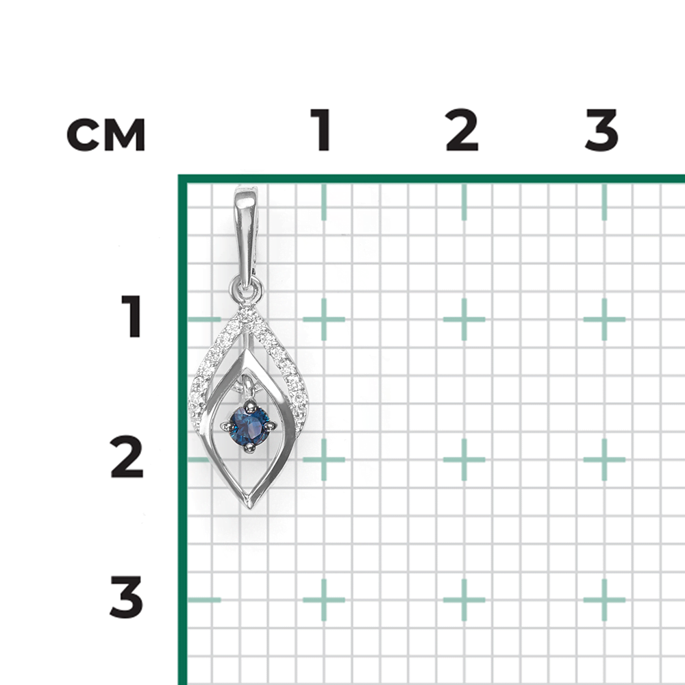 Подвеска из белого золота с сапфиром и бриллиантами 03-0539-00-105-1120-30