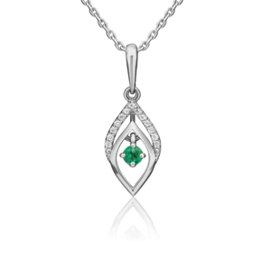 Подвеска из белого золота с изумрудом и бриллиантами