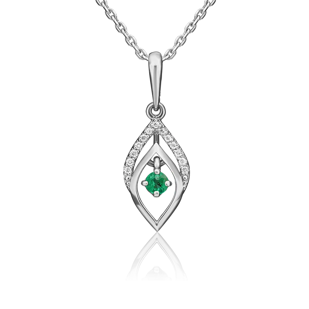 Подвеска из белого золота с изумрудом и бриллиантами 03-0539-00-106-1120-30
