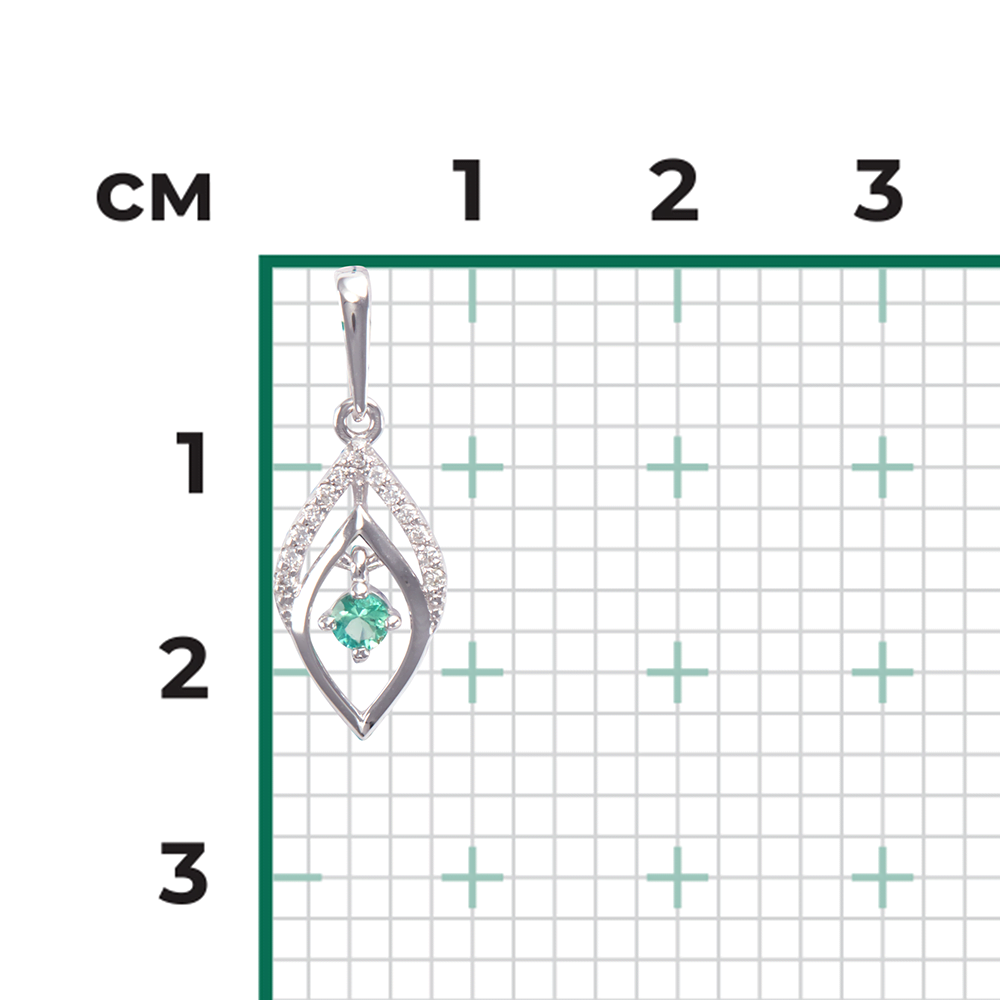 Подвеска из белого золота с изумрудом и бриллиантами 03-0539-00-106-1120-30