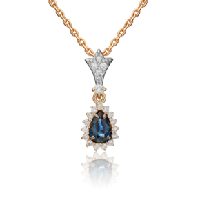 Подвеска из красного золота с сапфиром и бриллиантами 03-0540-00-105-1110-30