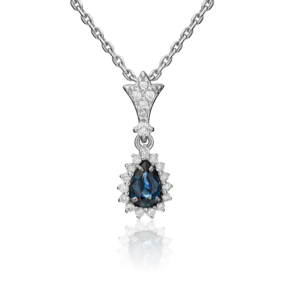 Подвеска из белого золота с сапфиром и бриллиантами 03-0540-00-105-1120-30