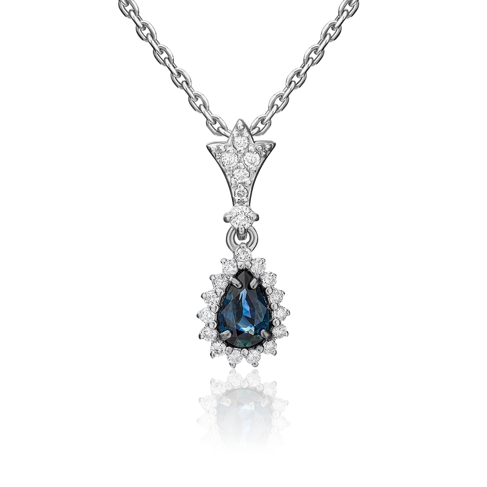 Подвеска из белого золота с сапфиром и бриллиантами 03-0540-00-105-1120-30