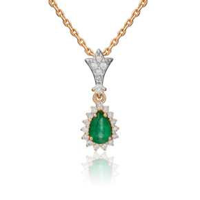 Подвеска из красного золота с изумрудом и бриллиантами 03-0540-00-106-1110-30