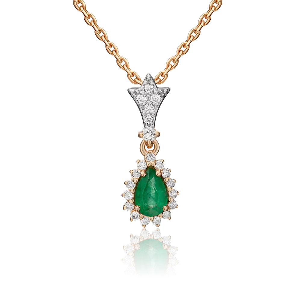Подвеска из красного золота с изумрудом и бриллиантами 03-0540-00-106-1110-30