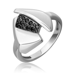 Кольцо из серебра с чёрными фианитами 01-5641-00-402-0200