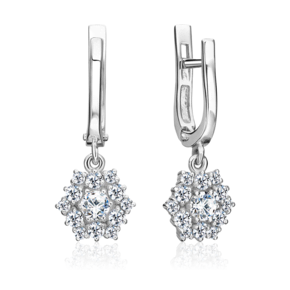 Серьги с английским замком из серебра с фианитами 02-2142-00-401-0200