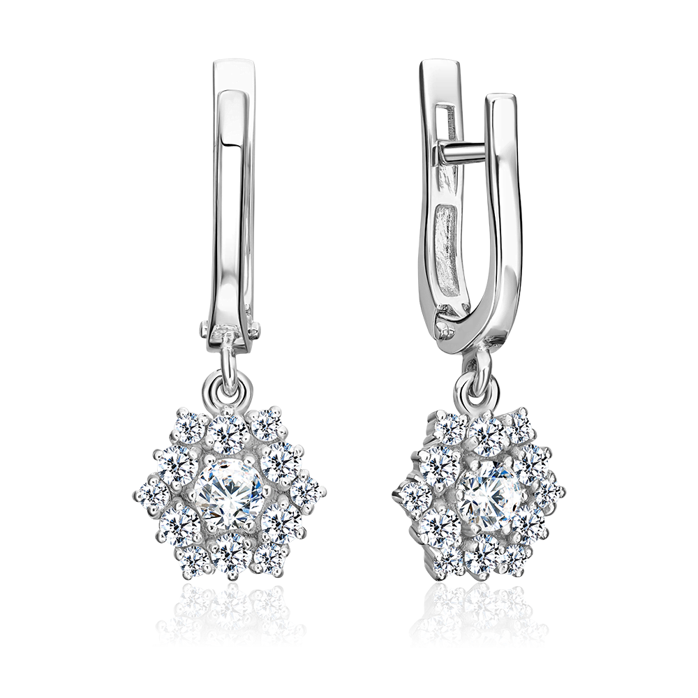 Серьги с английским замком из серебра с фианитами 02-2142-00-401-0200
