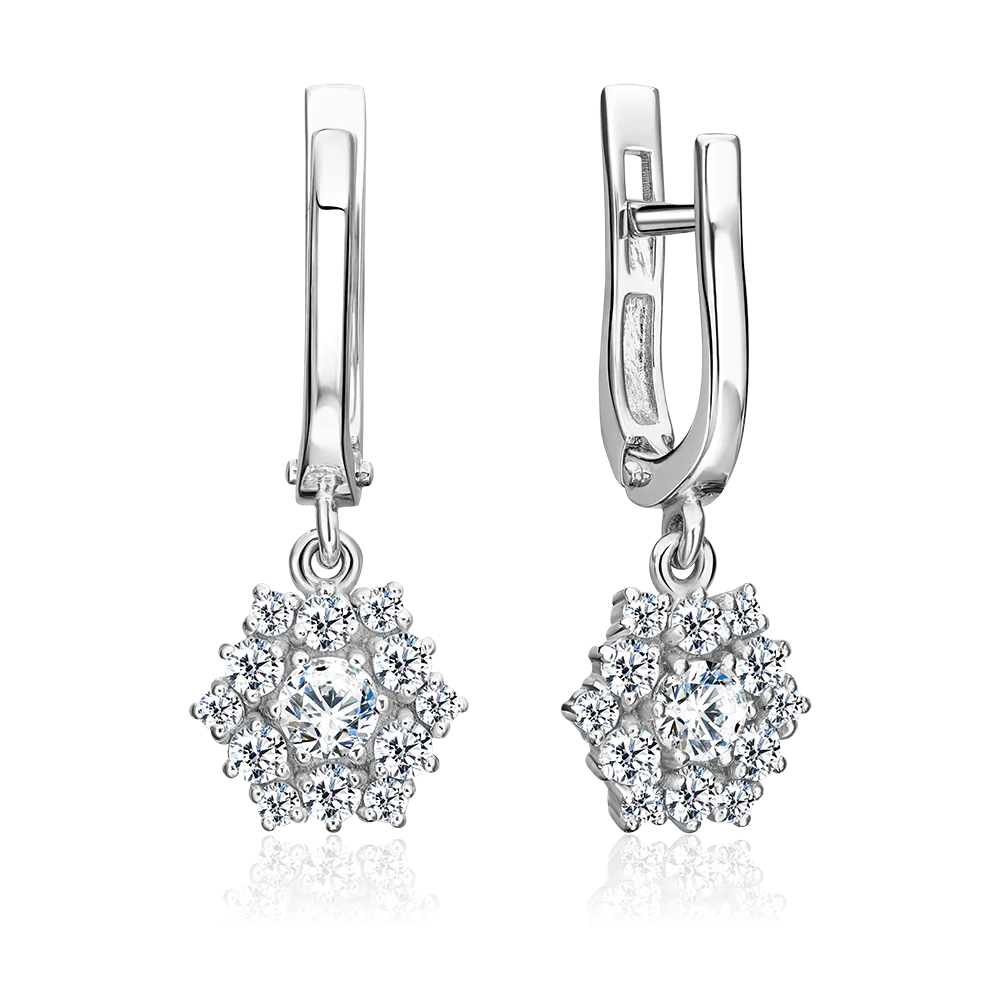 Серьги с английским замком из серебра с фианитами 02-2142-00-401-0200