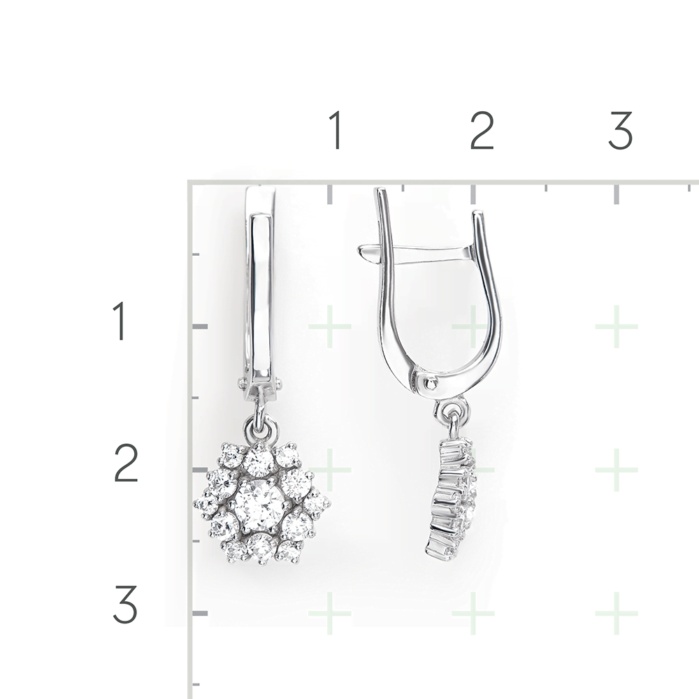 Серьги с английским замком из серебра с фианитами 02-2142-00-401-0200