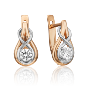 Серьги с английским замком из комбинированного золота с фианитом 02-4467-00-501-1111-38
