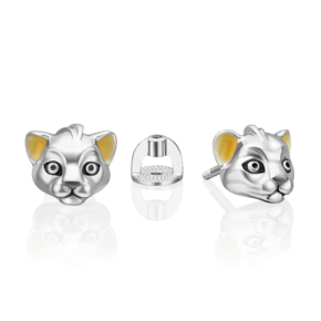 Серьги-пусеты «Львята» из серебра с эмалью 02-5108-00-000-0200