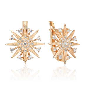 Серьги с английским замком из красного золота с фианитами 02-5613-00-401-1110