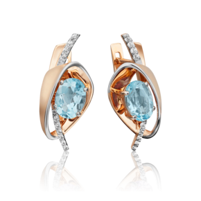 Серьги с английским замком из красного золота с топазом и натуральными топазами white 02-4476-00-201-1110-57