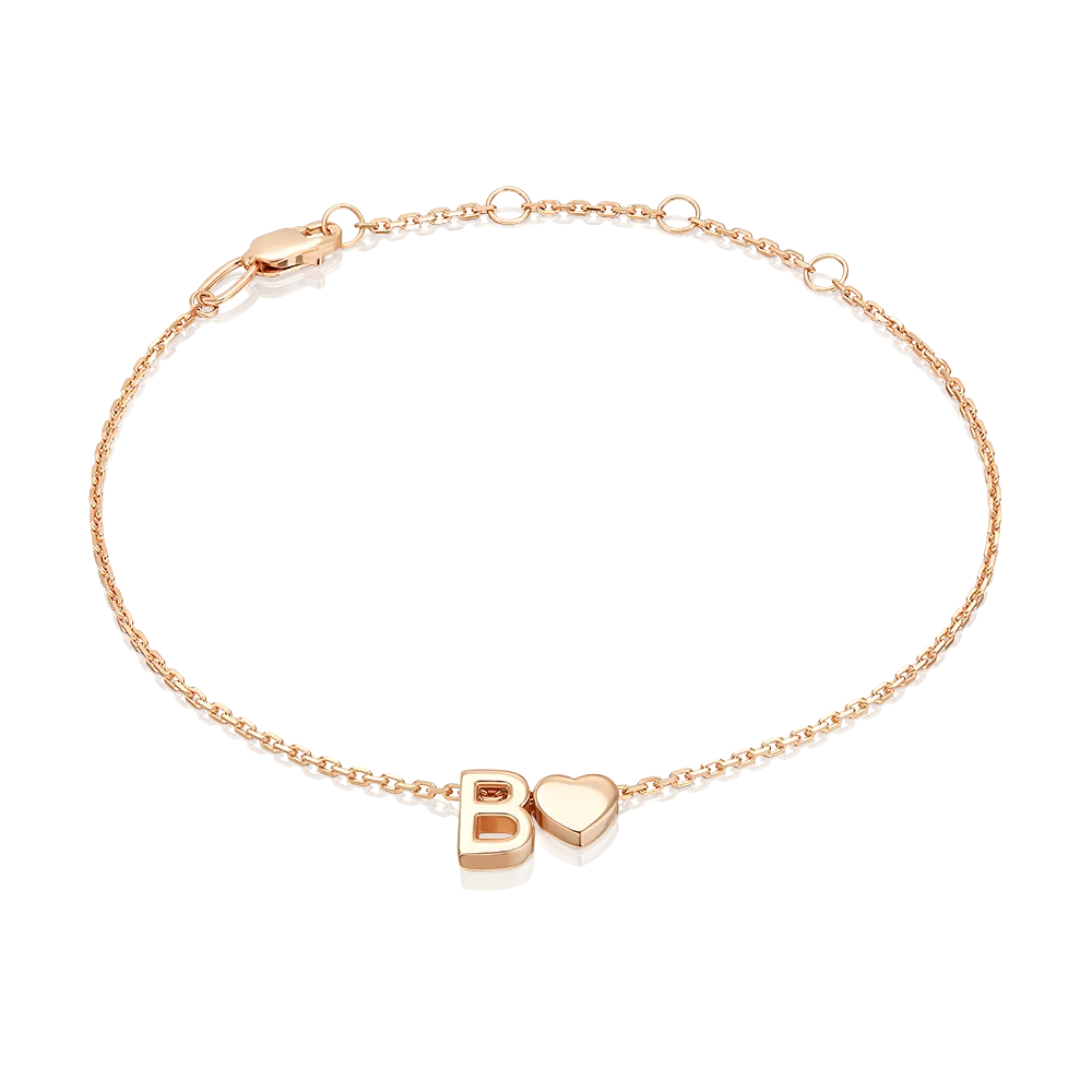 Браслет «Буква В» из красного золота 05-0858-В-000-1110