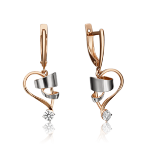 Серьги с английским замком из красного золота с фианитом 02-4325-00-501-1110-38