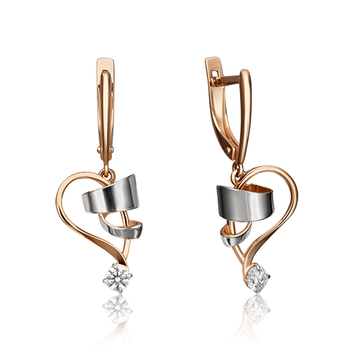 Серьги с английским замком из красного золота с фианитом 02-4325-00-501-1110-38