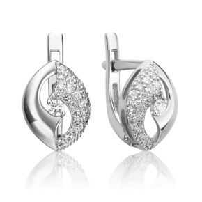 Серьги с английским замком из белого золота с бриллиантами 02-4882-00-101-1120-30