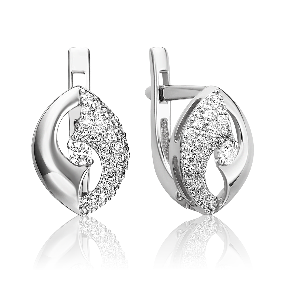 Серьги с английским замком из белого золота с бриллиантами 02-4882-00-101-1120-30