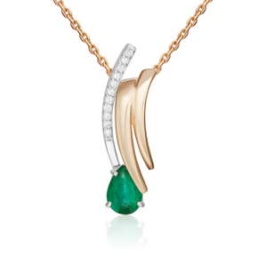 Подвеска из комбинированного золота с изумрудом и бриллиантами 03-3466-00-106-1111