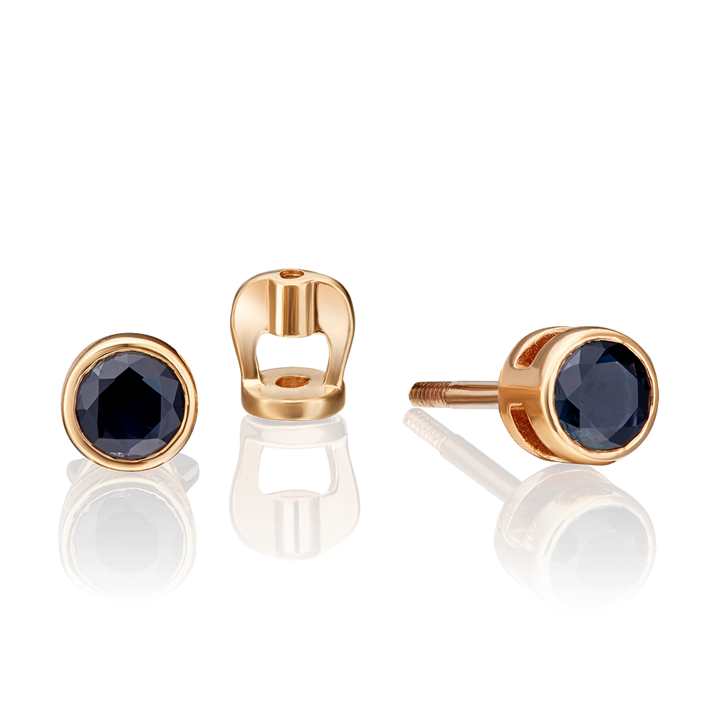 Серьги-пусеты из красного золота с сапфиром 02-0279-00-102-1110-30