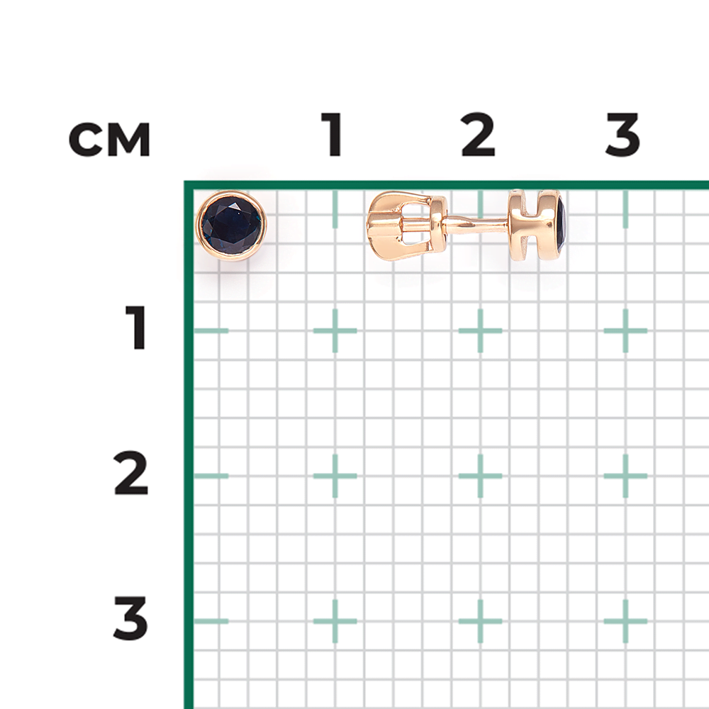 Серьги-пусеты из красного золота с сапфиром 02-0279-00-102-1110-30