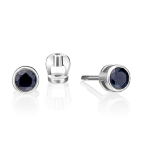 Серьги-пусеты из белого золота с сапфиром