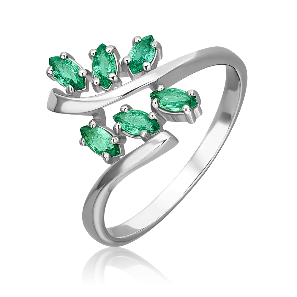 Кольцо из белого золота с изумрудами 01-0740-00-103-1120-30