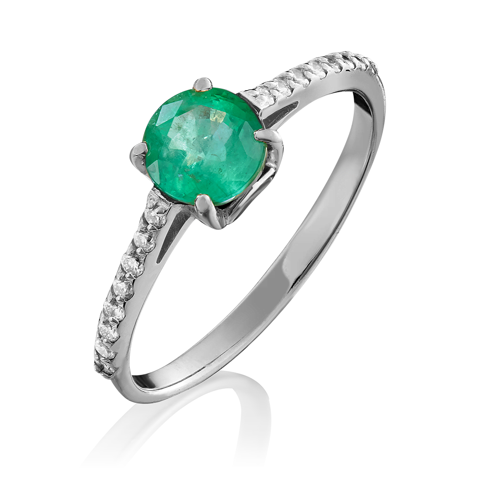 Кольцо из белого золота с изумрудом и бриллиантами 01-1344-00-106-1120-30