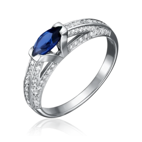 Кольцо из белого золота с сапфиром и бриллиантами 01-5106-00-105-1120-30