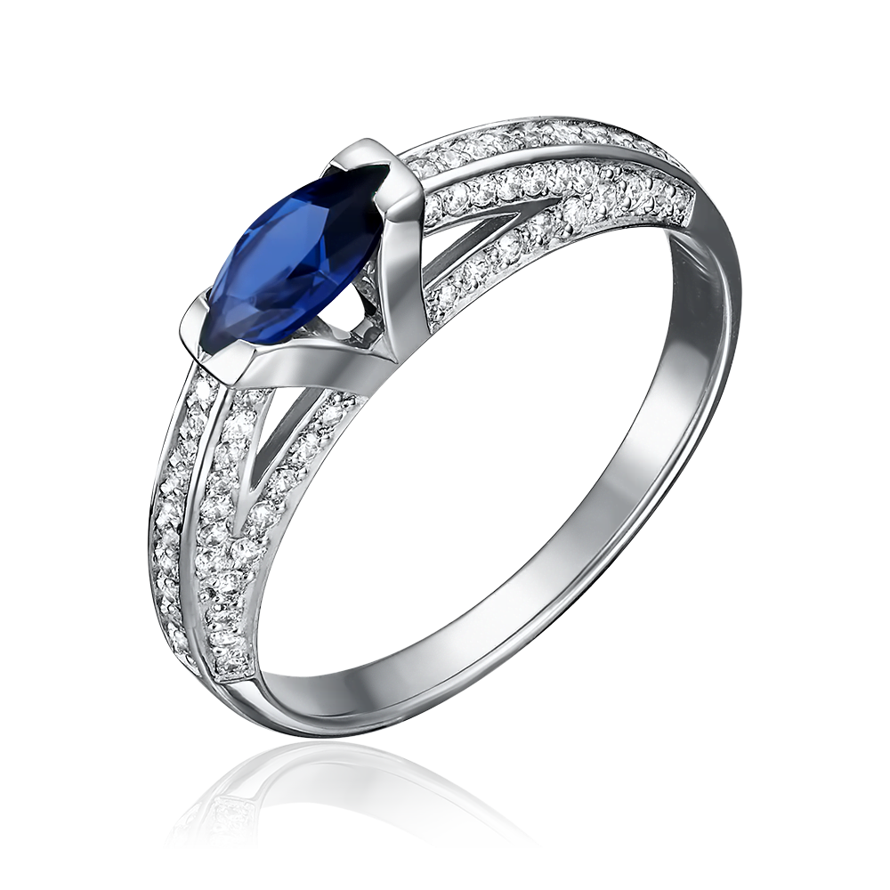 Кольцо из белого золота с сапфиром и бриллиантами 01-5106-00-105-1120-30