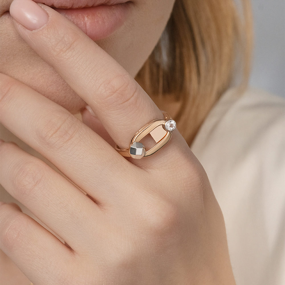 Кольцо из комбинированного золота с натуральным топазом white 01-5625-00-201-1111