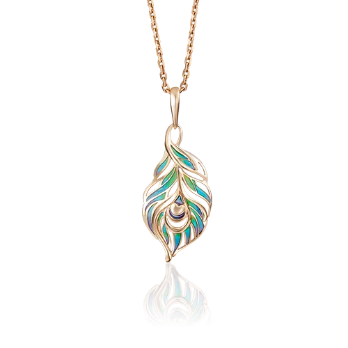 Подвеска «Перо павлина» из красного золота с эмалью 03-2770-00-000-1110-48