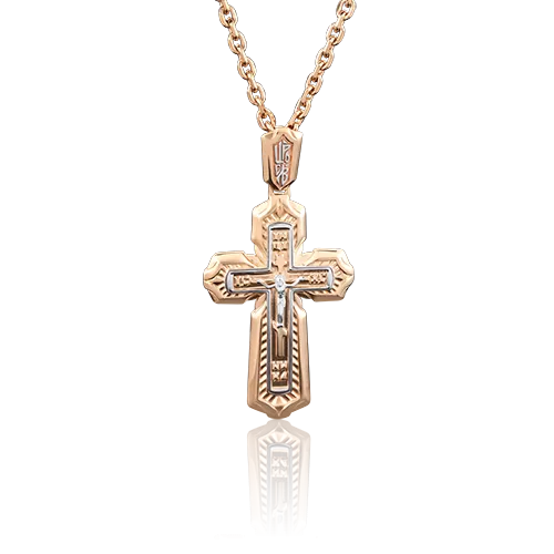 Православный крест из комбинированного золота 03-2651-00-000-1111-02