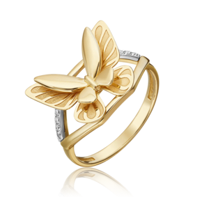 Кольцо «Бабочка. Мгновения красоты» из комбинированного золота с бриллиантами 01-5496-00-101-1121