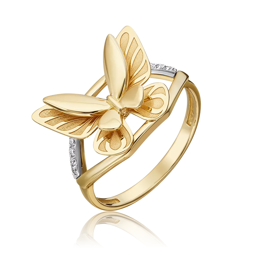 Кольцо «Бабочка. Мгновения красоты» из комбинированного золота с бриллиантами 01-5496-00-101-1121