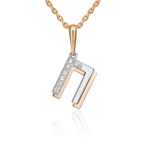 Подвеска «Буква П» из комбинированного золота с фианитами 03-3418-П-401-1111