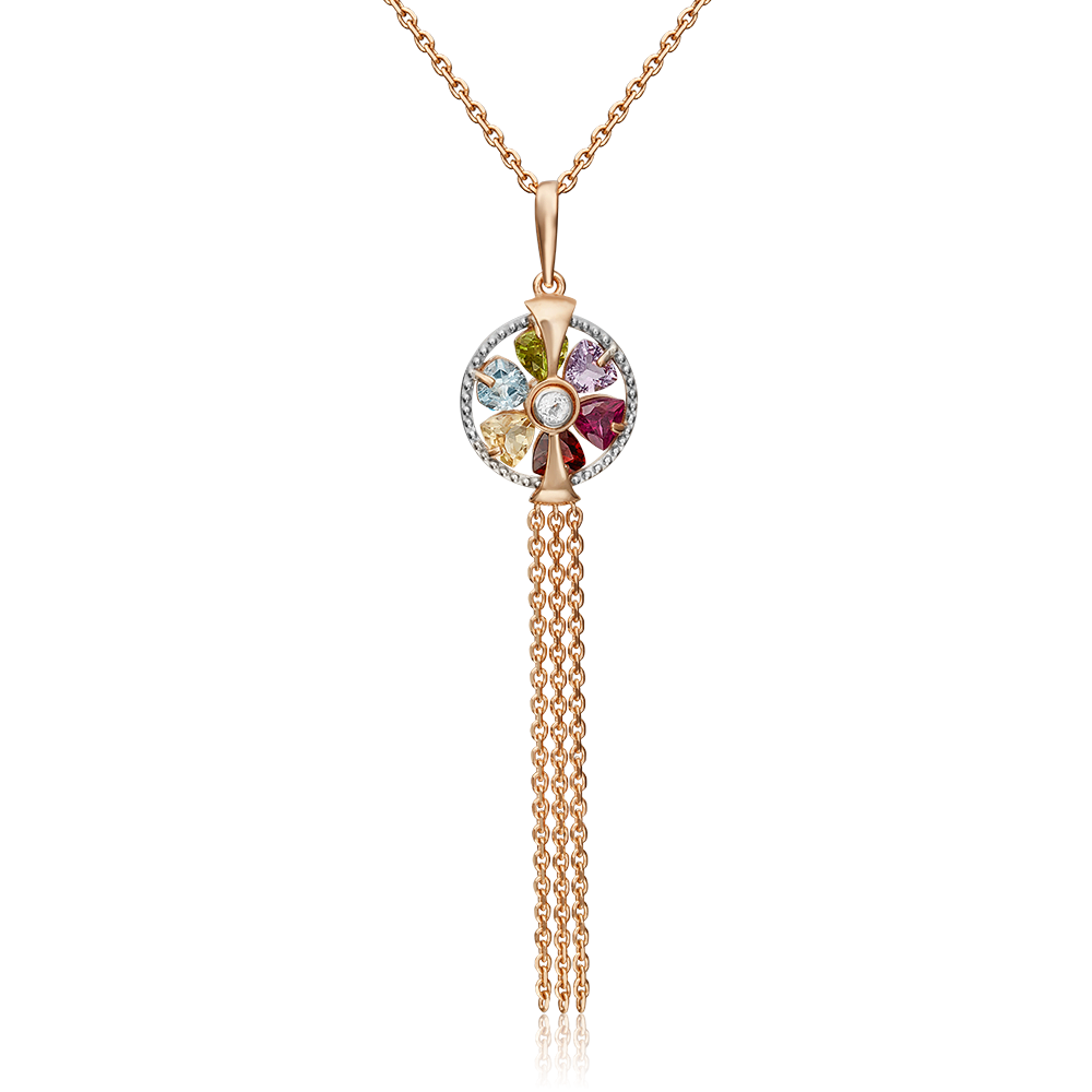 Подвеска из красного золота с миксом камней 03-3124-00-252-1110-57