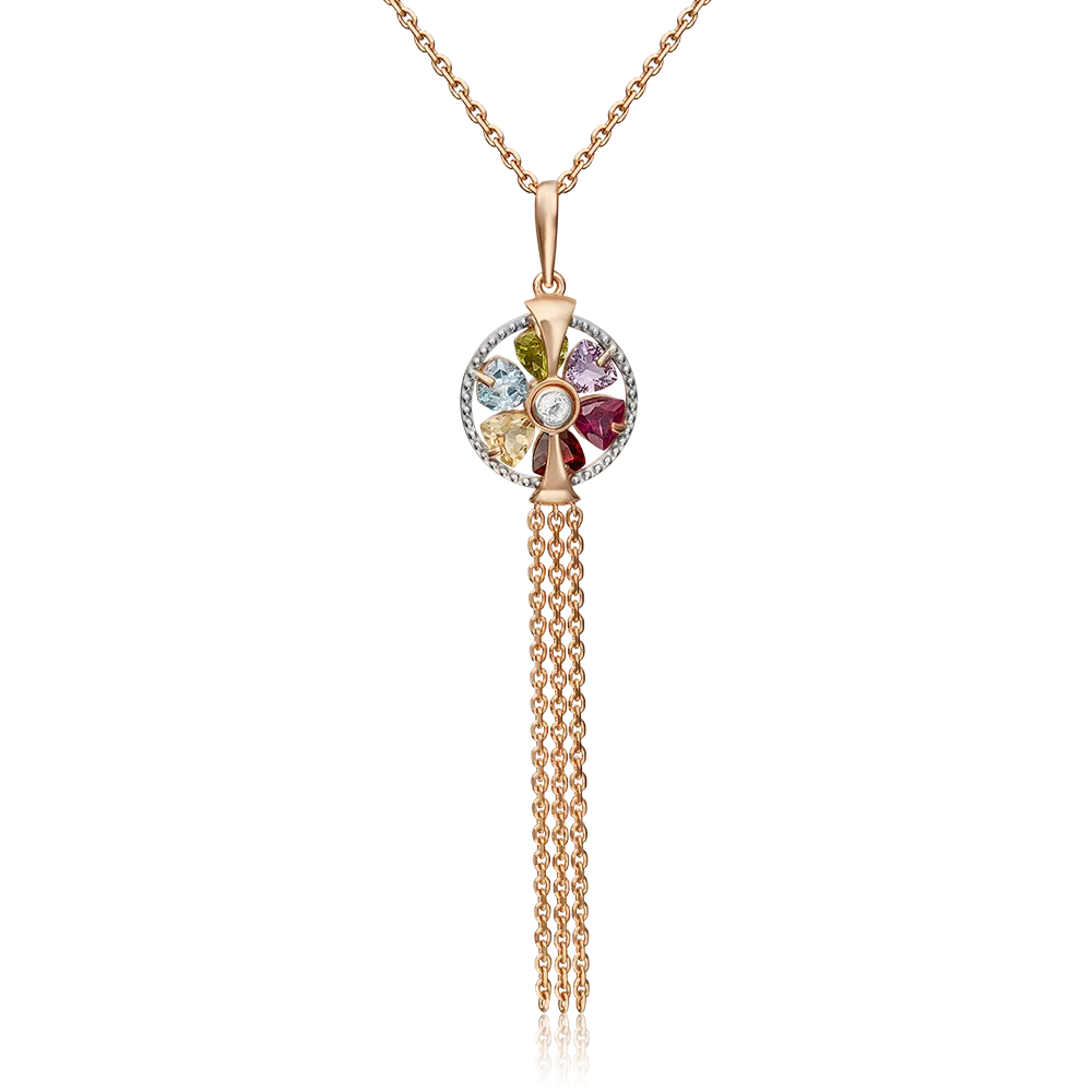 Подвеска из красного золота с миксом камней 03-3124-00-252-1110-57